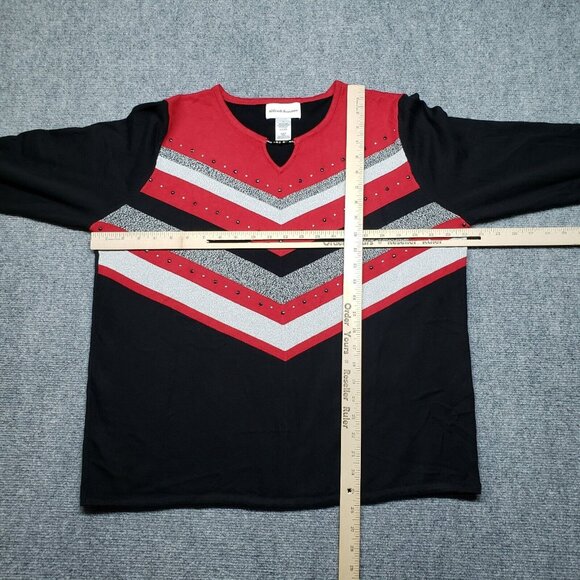 Alfred Dunner Sweater Womens L Multicolor Striped 3/4 Sleeve Pullover Tight Knit - Picture 7 of 8